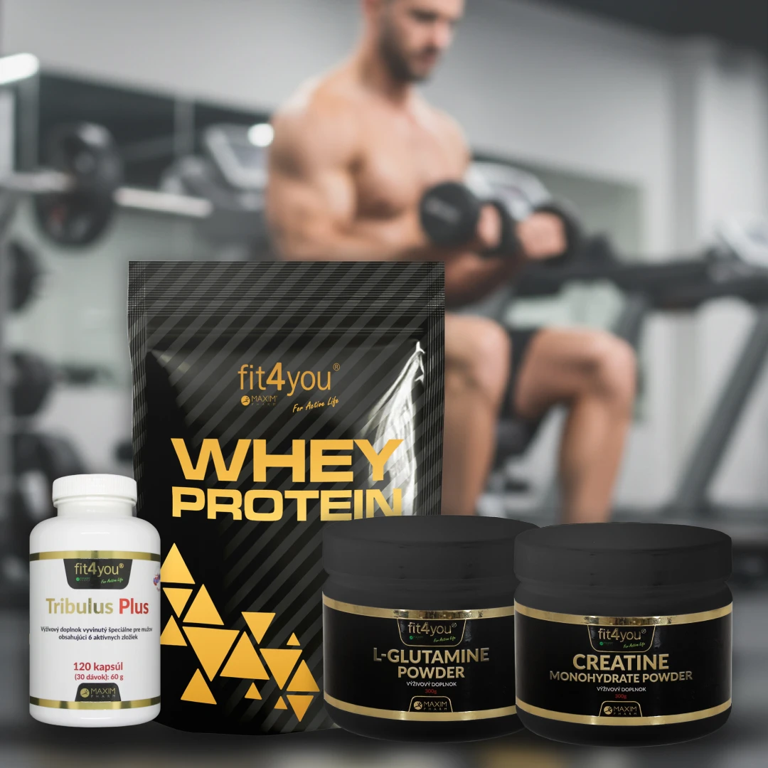 Balíček pro muže - Whey Protein + L-Glutamine Powder + Creatine Monohydrate Powder + Tribulus Plus