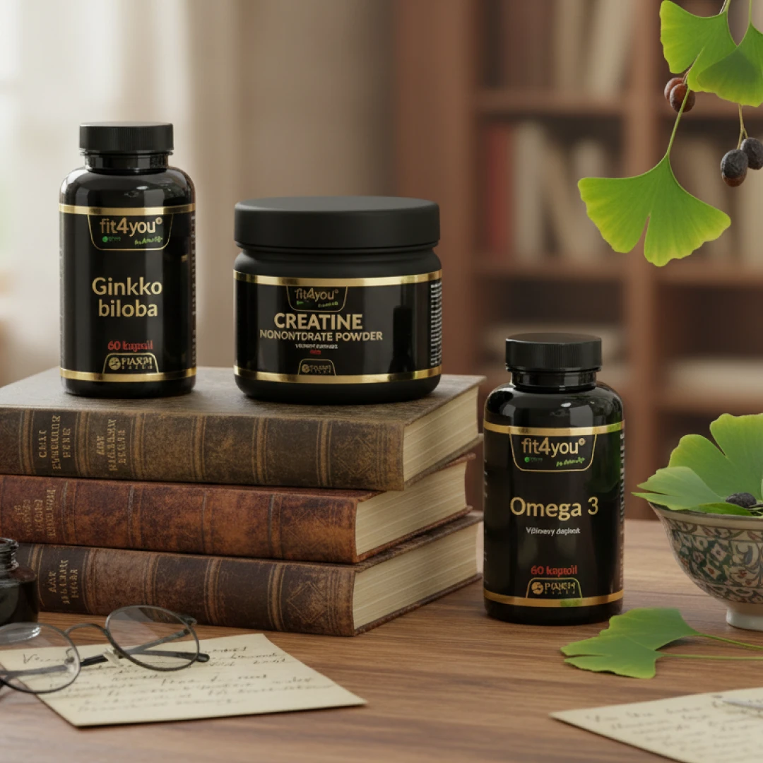 Balíček pro soustředění - Creatine monohydrate powder + Omega 3 mastné kyseliny + Ginkgo biloba